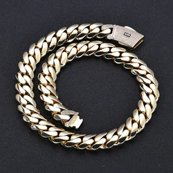 14K Gold Plated 12/15/20MM Monaco Cuban Chain Bracelet Copper Zircon Shiny Luxury Retro Necklace Fashion Accessories Men Women