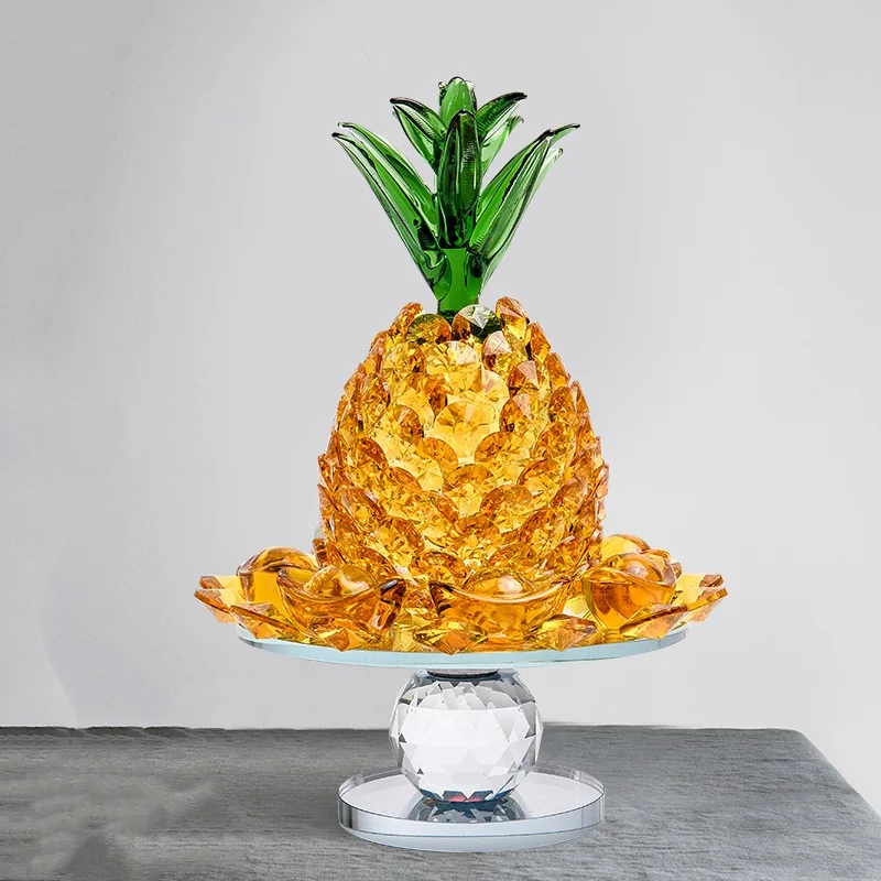 Crystal Pineapple Fruit Plate Living Room Decoration Creative Modern Simulated Pineapple Ornament Home Craft Decorative