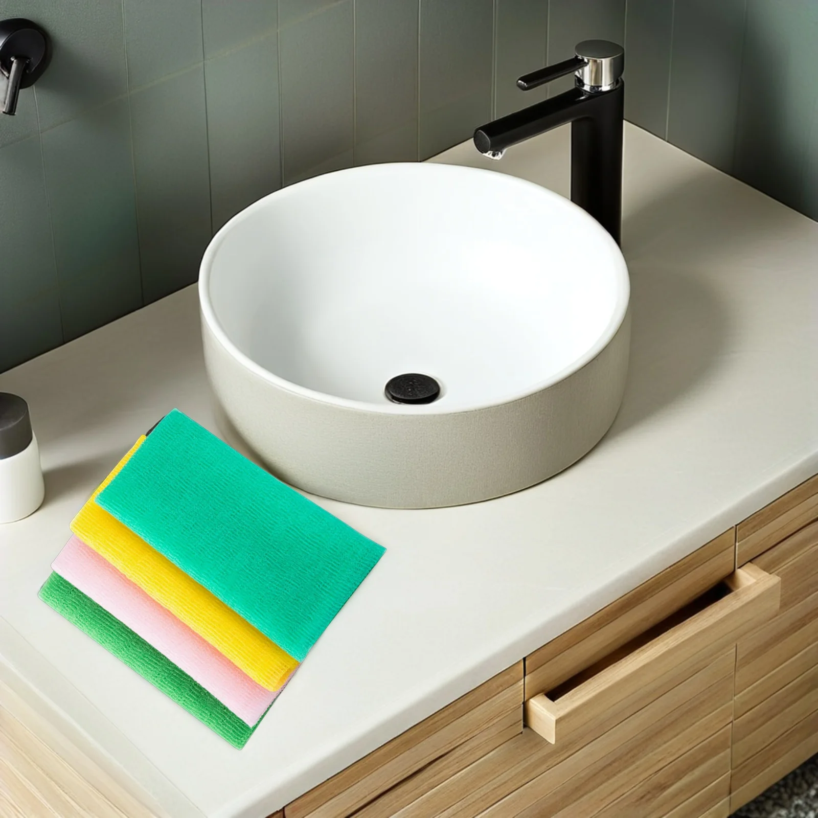 

4pcs Exfoliating Bath Towel Nylon Body Scrubber Cloth For Shower Bubble Making Washcloth Bathing Supplies Leg Scrubber