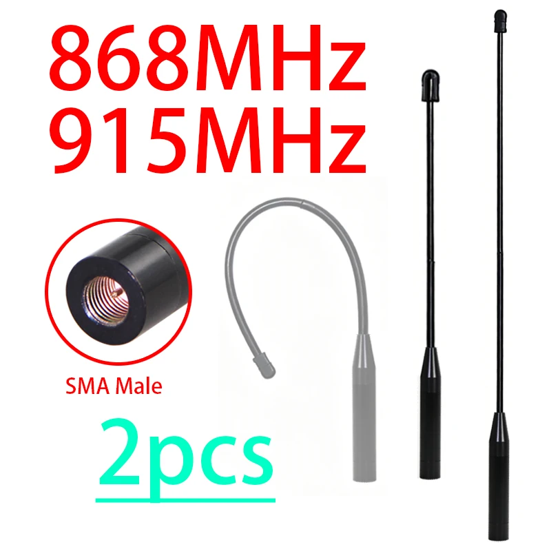 2PCS LoRa module Antenna for Meshtastic 868MHz 915MHz soft antenna Omni high-gain whip antenna Flexible SMA head connector