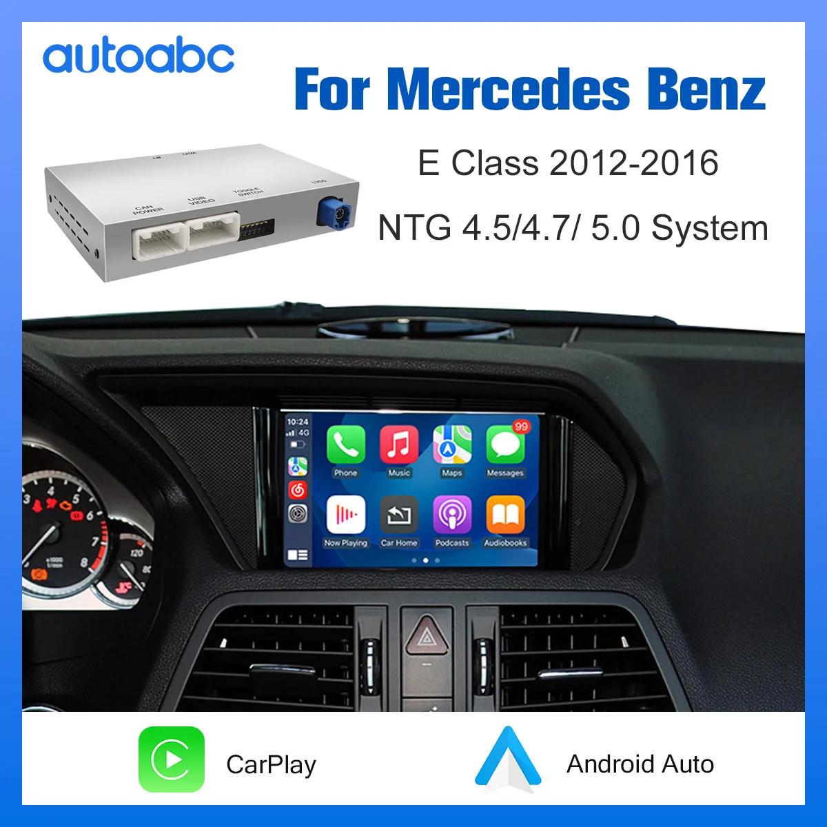 Für Mercedes Benz E-Klasse W212 E Coupé C207 2012-2016 NTG4.5 Kabelloses CarPlay Android Auto, mit Mirror Link AirPlay Car Play