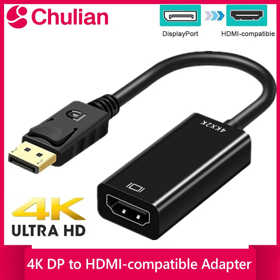 4K 1080P DP to HDMI-Compatible Adapter Converter Male to Female DisplayPort to HDMI-Compatible Cable for PC TV Laptop