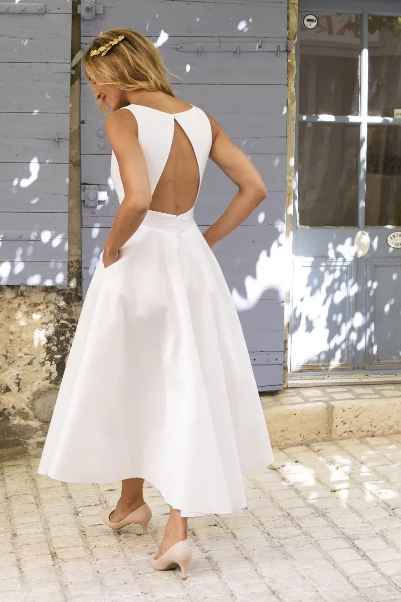 

Women Dress Sexy Backless Vest Big Swing Vestidos Sleeveless White Long Dresses Solid A-line Summer Traf Vestido Woman Clothing