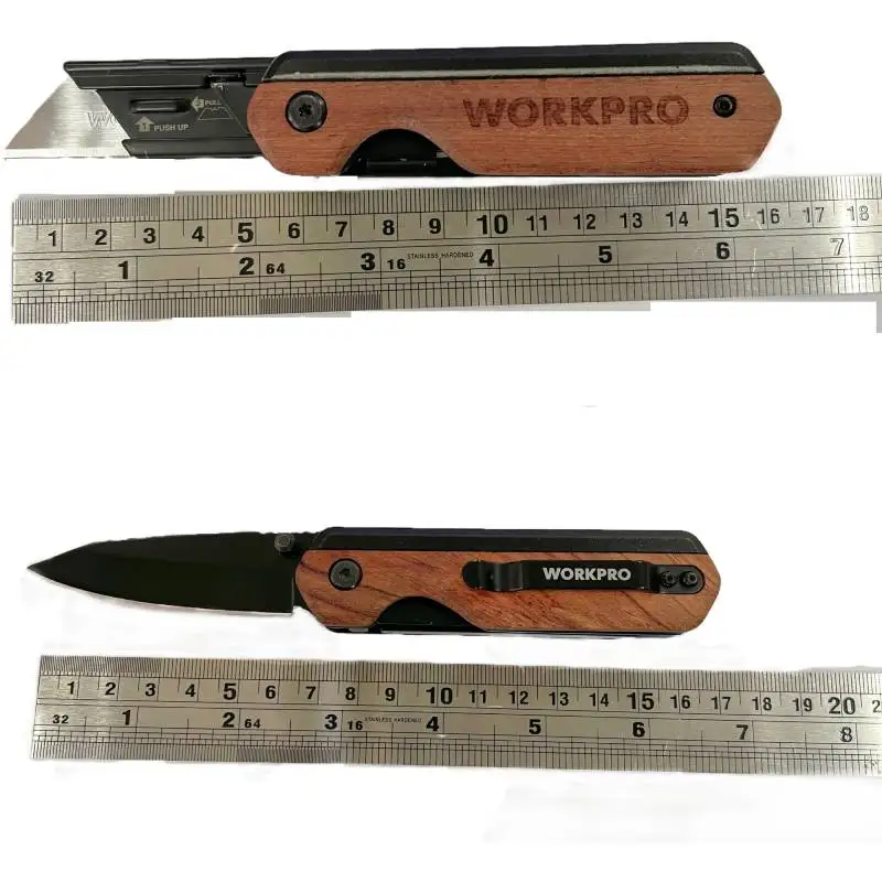 WORKPRO-cuchillo plegable multifunción, portátil, de bolsillo, utilitario de electricista, con 10 cuchillas, cortador de papel, herramientas manuales DIY
