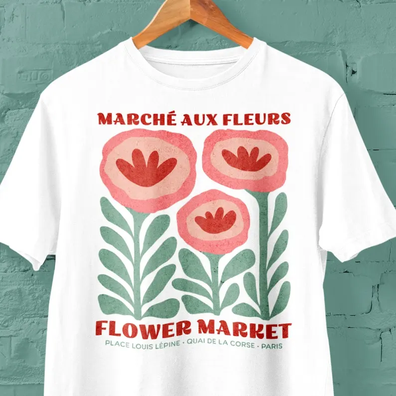 

Marche Aux Fleurs Flower Market Shirt, Paris Flower Market T Shirt, Floral Botanical Unisex Comfort Colors T-shirt