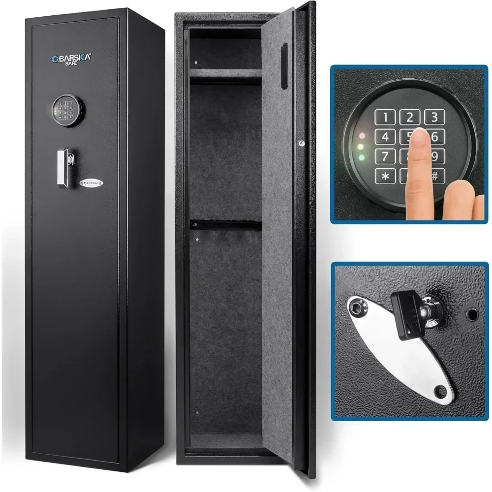 Gun Safes Anti Pry Rifle Shotgun Family Long Gun and Handgun Safe, with Optional Silent Mode and Detachable Rack