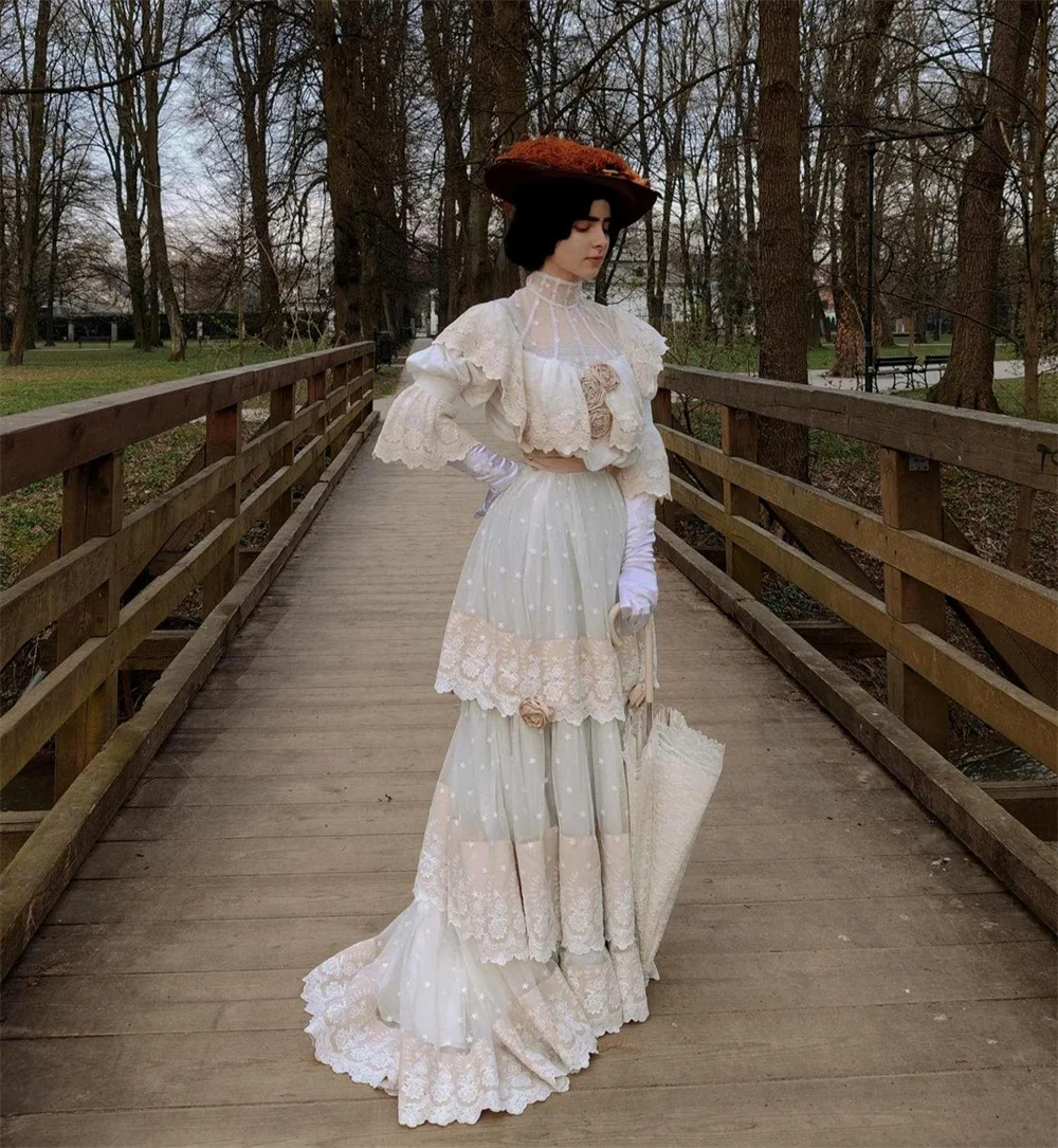 1900s Vintage Victorian Edwardian Dress Walking Suit Belle Epoque Cleo De Merode Costume Lace Weddding Dress Tea Party Ball Gown