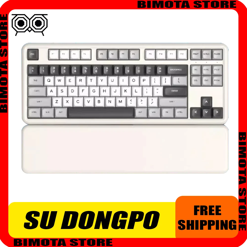 Jianshangjia Su Dongpo Mechanical Keyboard 8000mAh Three Mode RGB Hot Swap Wireless Gaming Keyboard Ergonomics Pc Gamer Gifts