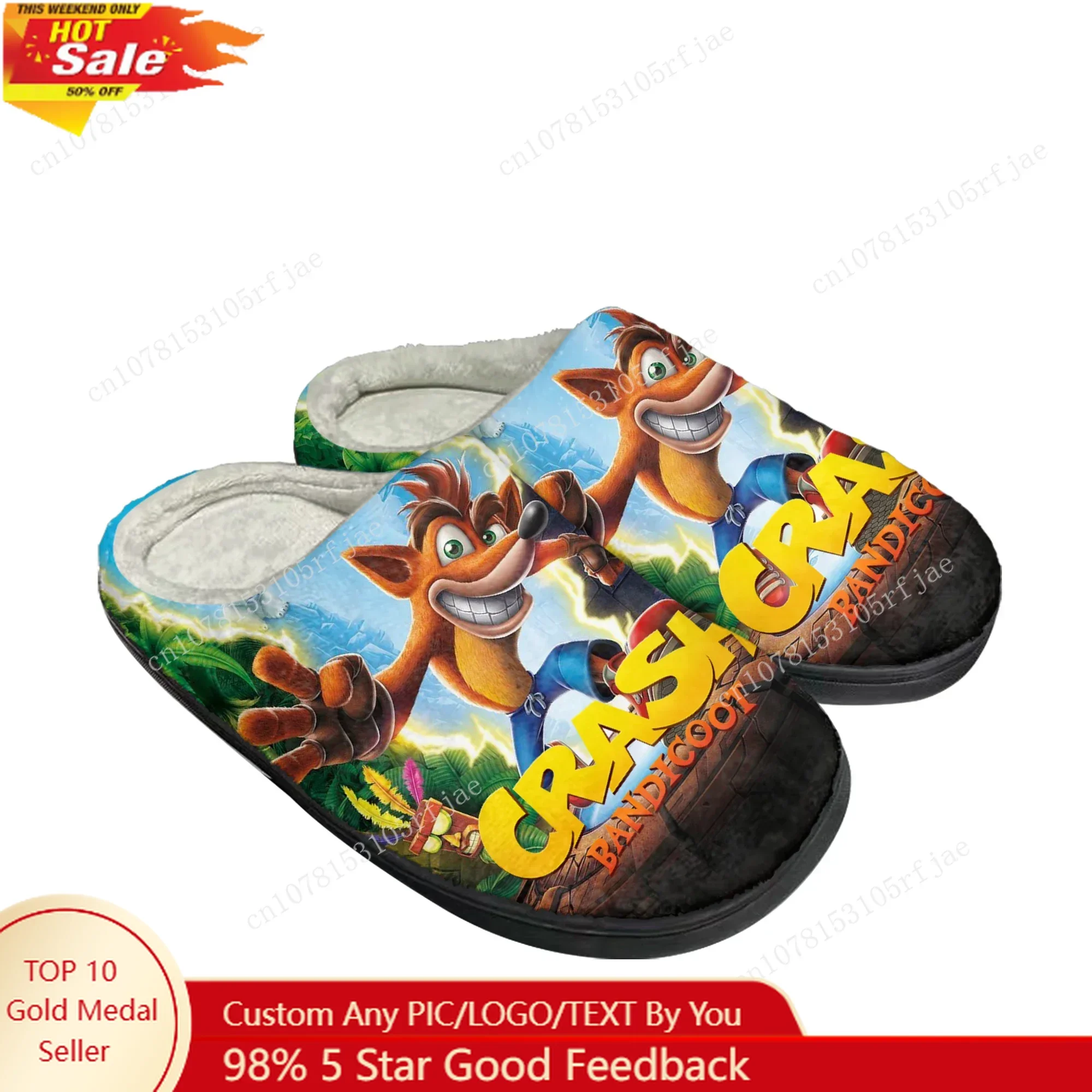 

Crash Bandicoot Home Cotton Slippers Cartoon Game Mens Womens Plush Bedroom Casual Fashion Keep Warm Shoes Tailor Made Slipper