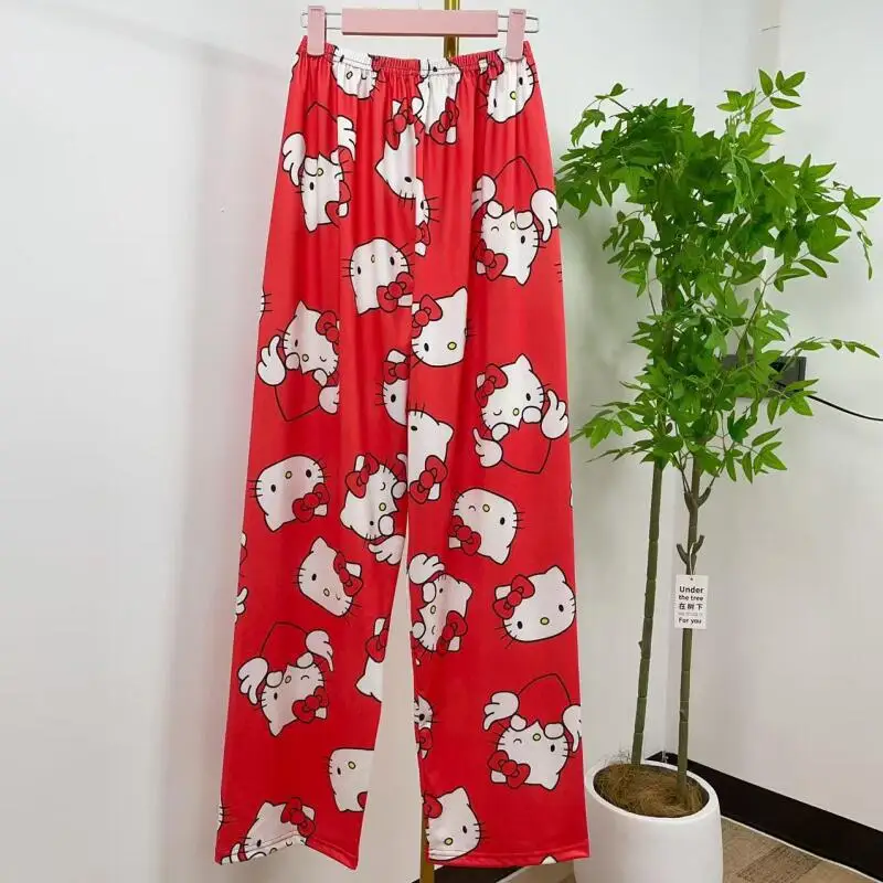 New Cartoon Pajamas Hello Kitty Women's Loose Spring Autumn Home Casual Trousers Can Be Worn Outside Walking Pants Cute Ins Gift view 4