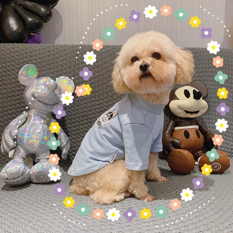 Dog Costume  Pet Clothes Spring and Summer Parent-child Wear One Color Nine Sizes Light Blue