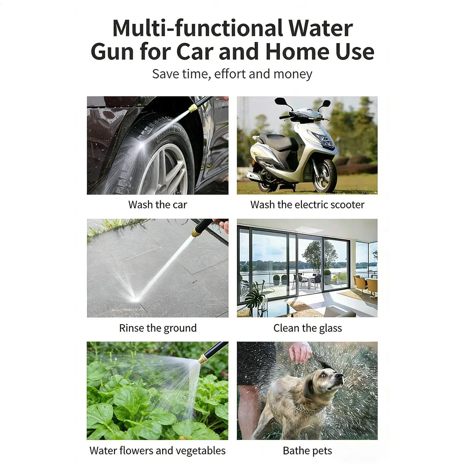 Power Washer With Nozzles 360 Rotating Leakproof Portable High Pressure Washer Car Cleaning Supplies For Home Garage Balcony