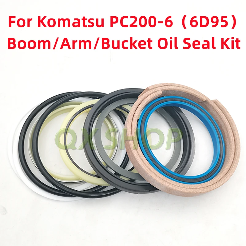 For PC200-6 (6D95 Engine) Boom、Arm、Bucket Seal Kit for Komatsu Excavator Hydraulic Cylinder Repair Oil Seal Kit