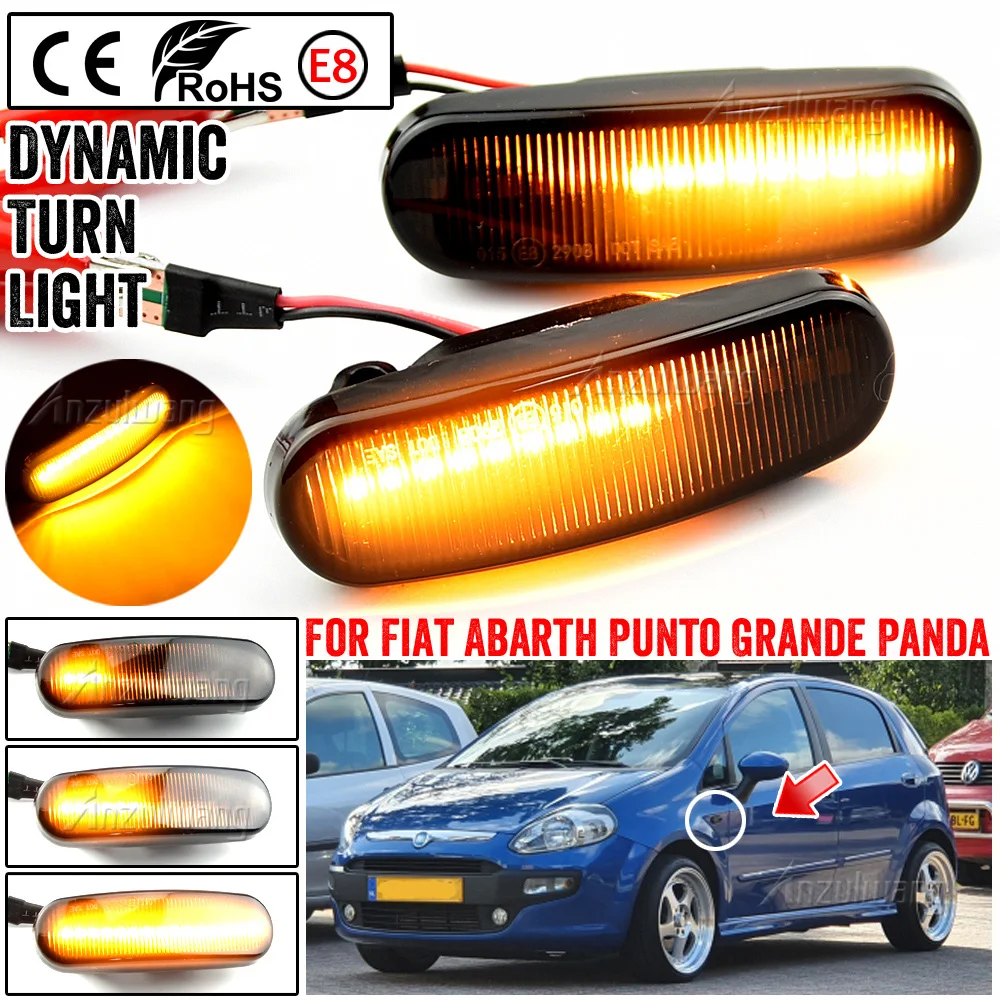 2Pcs Dynamic LED Turn Signal Side Marker Light Repeater Lamp For Fiat Panda 169 Grande Punto Inkl Evo Doblo Fiorino Linea Idea