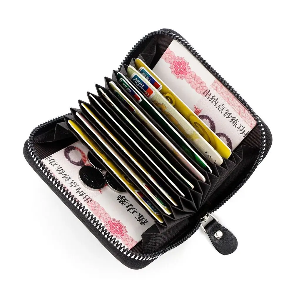 

Fashion PU Leather Card Holder Zipper Small Coin Purse Solid Color Card Bag Men