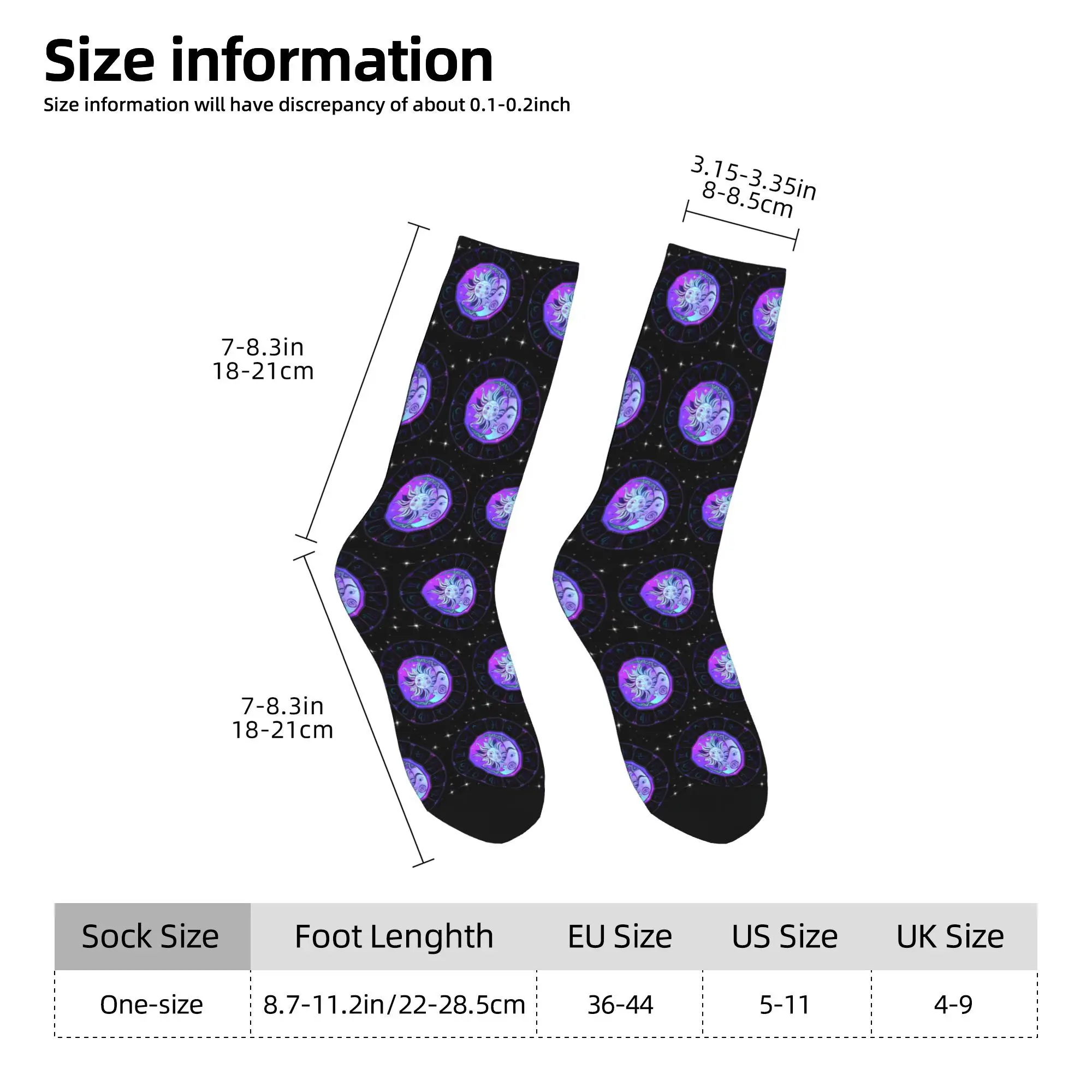Zodiac Wheel Space Purple Socks Harajuku Sweat Absorbing Stockings All Season Long Socks Accessories for Unisex Christmas Gifts