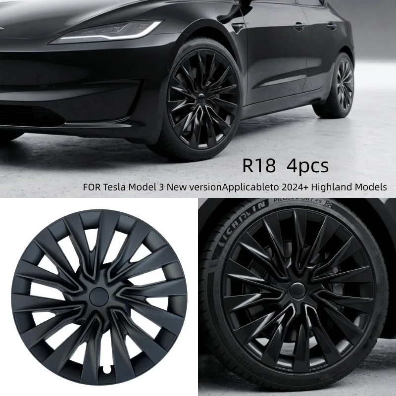 

Wheel Hubcaps for Model 3 Highland Refresh 2024-2026 Replacement Turbine Rim Protector Covers Tuning Car Modification 4pcs