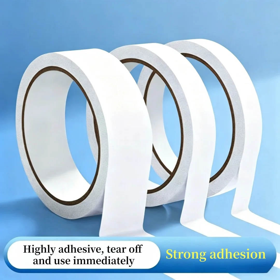 6 Rolls of Double-Sided Tape, Suitable for Art, Crafts, Photography, Scrapbooking, Manual Tearing, Paper Backing, 3 Sizes