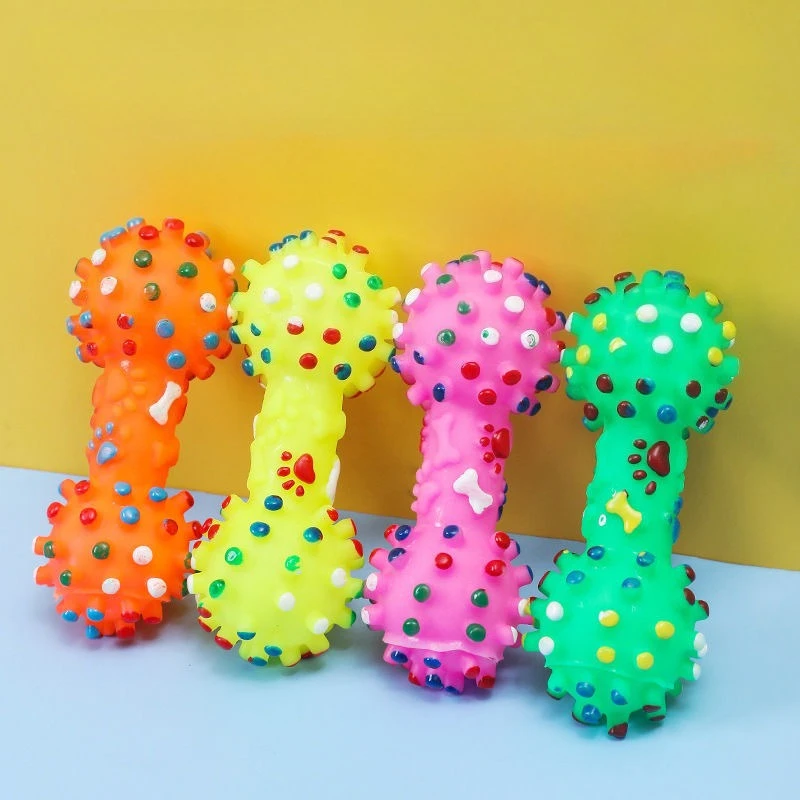 

2pcs/lot Dog Toys Pet Sound Toys Glue Massage Foot Bones with Thorns Dumbbells Teeth Cleaning and Teeth Grinding Pet Supplies
