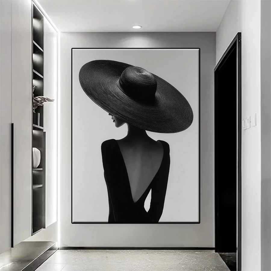 Diamond Painting Kit New Modern Pop Art Black and White Hat Female Full Drill DIY Diamond Embroidery Mosaic Home Decoration