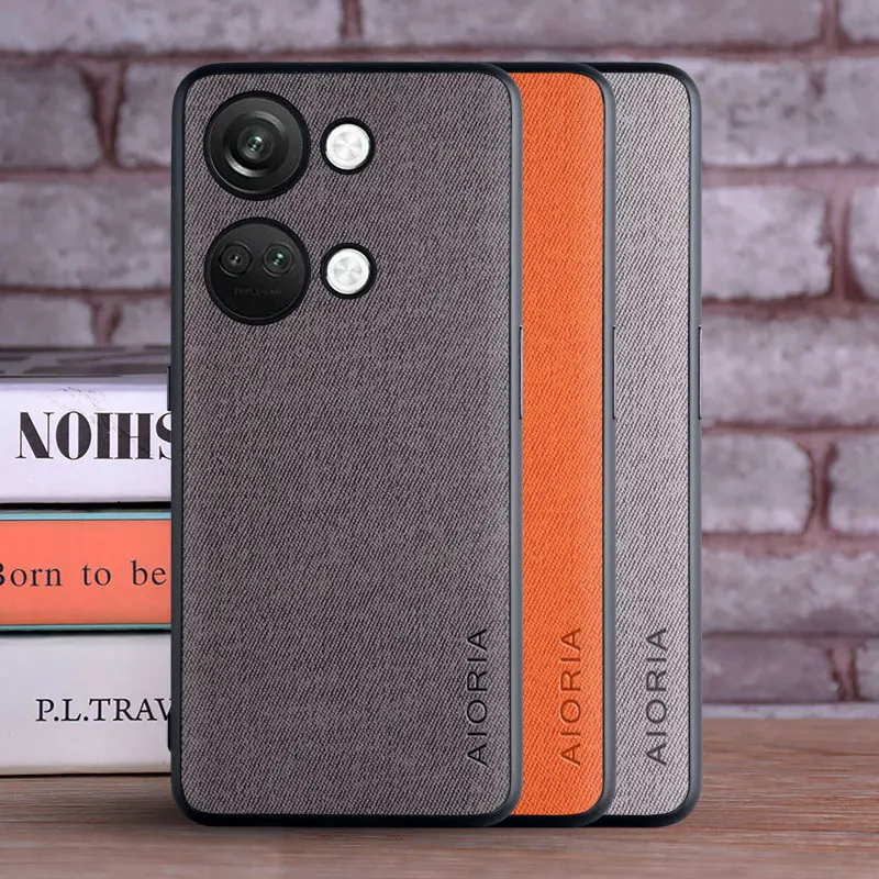 Textile Leather Case for Oneplus Nord 3 5G soft TPU around the edge with back hard PC material protection cover