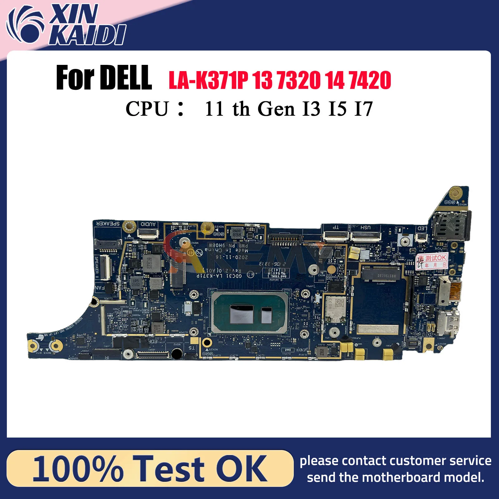 

For Dell Latitude 7320 7420 7520 Laptop Motherboard LA-K371P with I5 I7 CPU 8G/16G RAM 9H08W CN-095TWY 09RW31 100% Tested OK