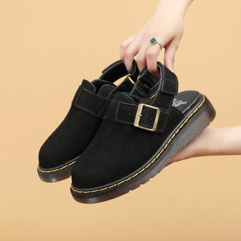 

Мужские модные большие кожаные повседневные тапочки, мужские полутапочки на четыре сезона, нескользящая пляжная обувь, классические сабо, обувь