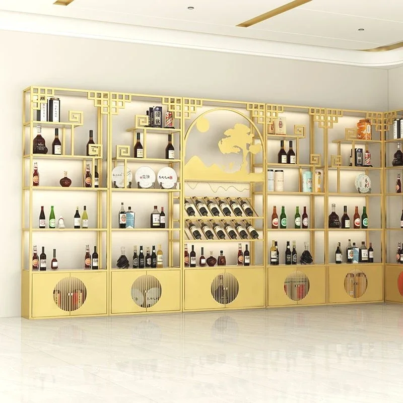 Cellar บาร์ตู้หรูหราไวน์ Rack ผนังห้องนั่งเล่นชั้นวางไม้โมเดิร์นกาแฟ Organizer ตู้โชว์ขวด Mesas เฟอร์นิเจอร์