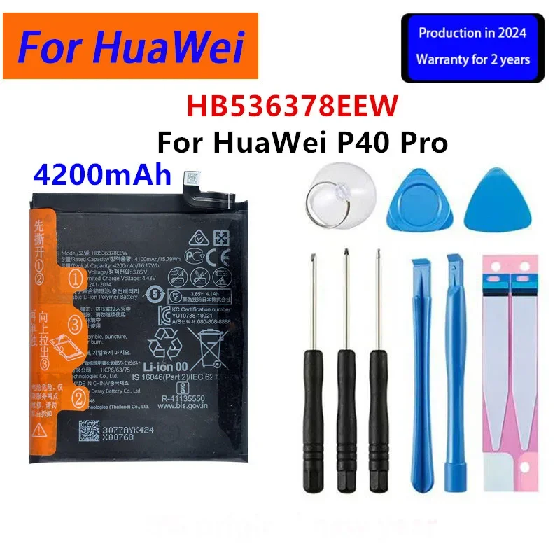 

100% Orginal HB536378EEW 4200mAh Phone Battery For HUAWEI P40 Pro P40Pro Replacement Batteries+Tools