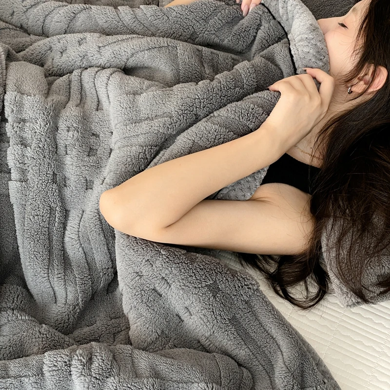 WOSTAR Coperta in pile corallo caldo morbido extra large Plaid jacquard soffice peluche divano tiro autunno inverno lenzuolo spesso 150x200