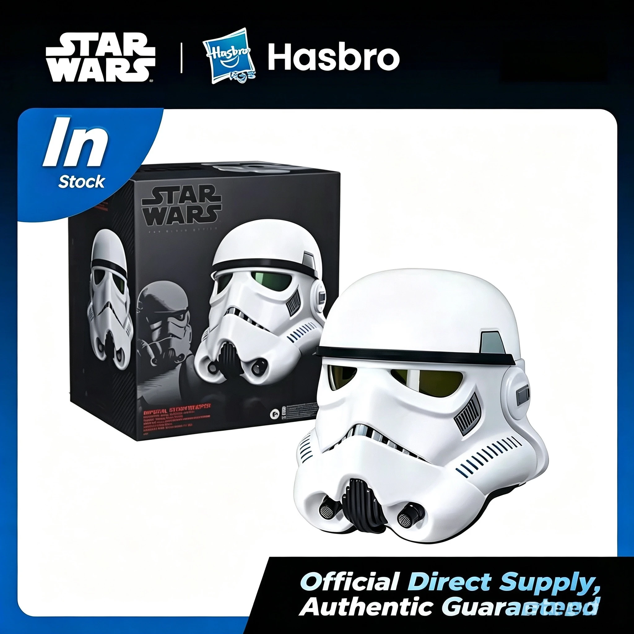 Casco de soldado ajustable de los Stormtroopers del Imperio de Star Wars de Hasbro, casco blanco para Halloween, accesorio de cosplay con efectos de sonido.