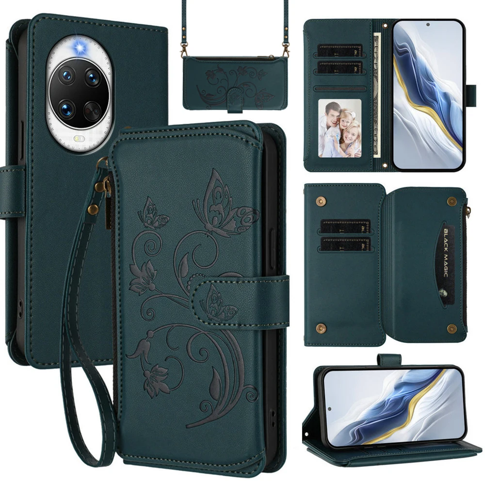 Nova 14 Ultra 12 13 Pro 5G Funda cruzada de cuero con cremallera de 5 tarjetas para Huawei Nova 12 Lite Funda cartera Nova 13i 12s 12i 9 SE