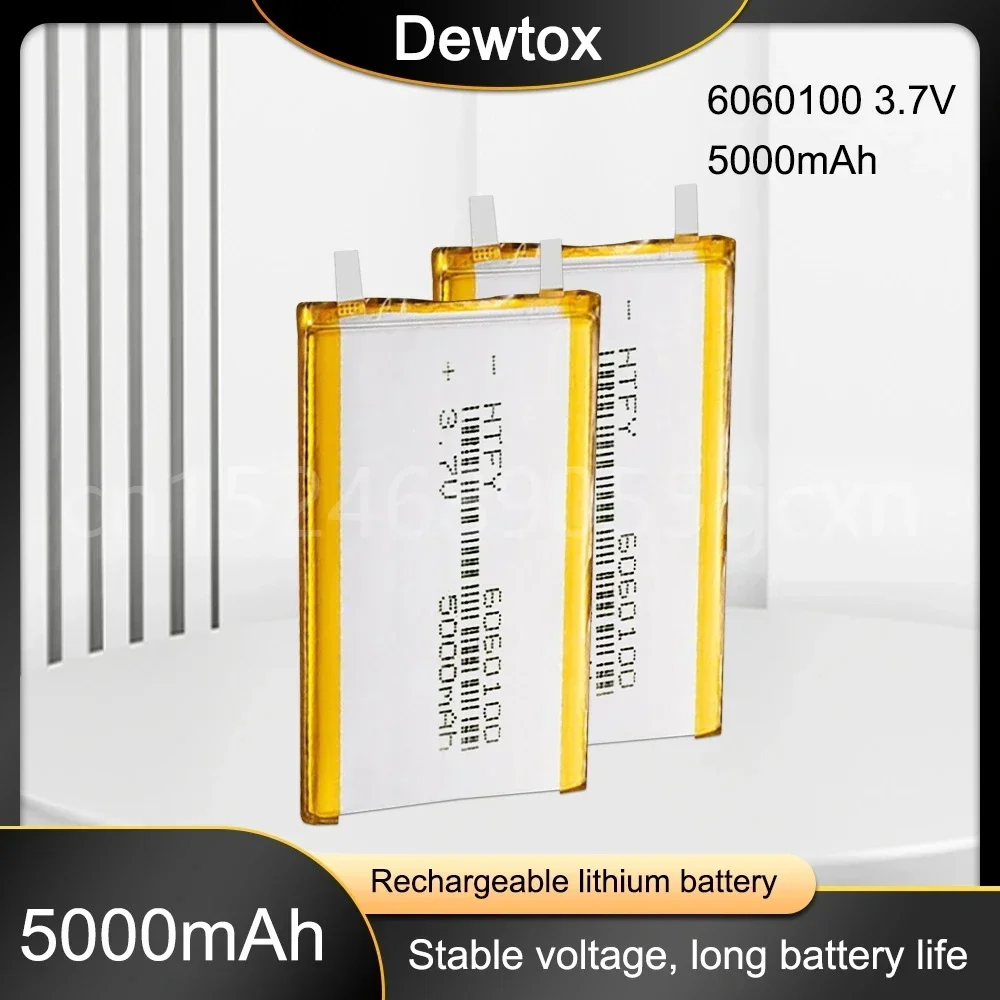 3.7V 5000mAh 6060100 Polymer Lithium LiPo Rechargeable Battery For GPS PSP DVD PAD Tachograph power bank Speaker Searchlight