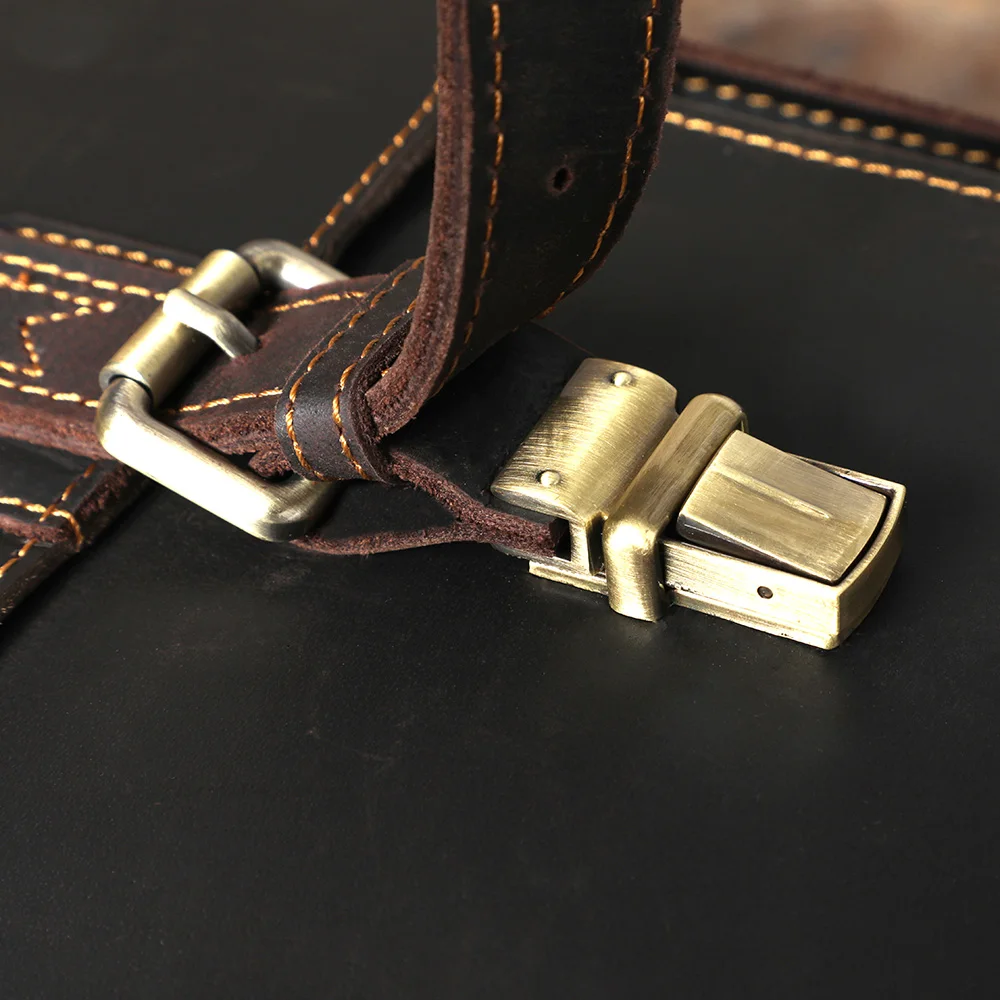 S.WORKER Retro Vollnarbenleder-Handtasche für Herren | Klassische Business-Aktentasche – Detail 20
