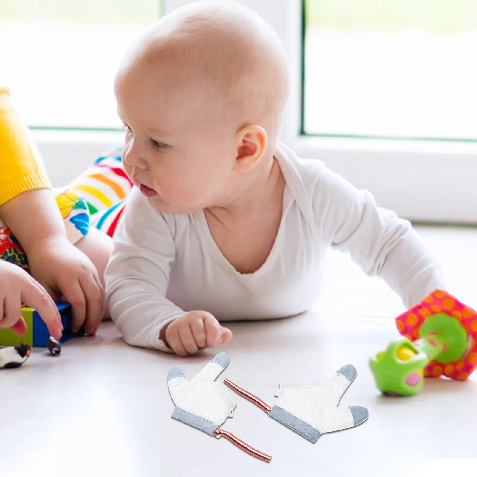 Brinquedos infantis para meninas luvas anti-comer meio dedo orgânico mão dentição mitten ao ar livre bebê