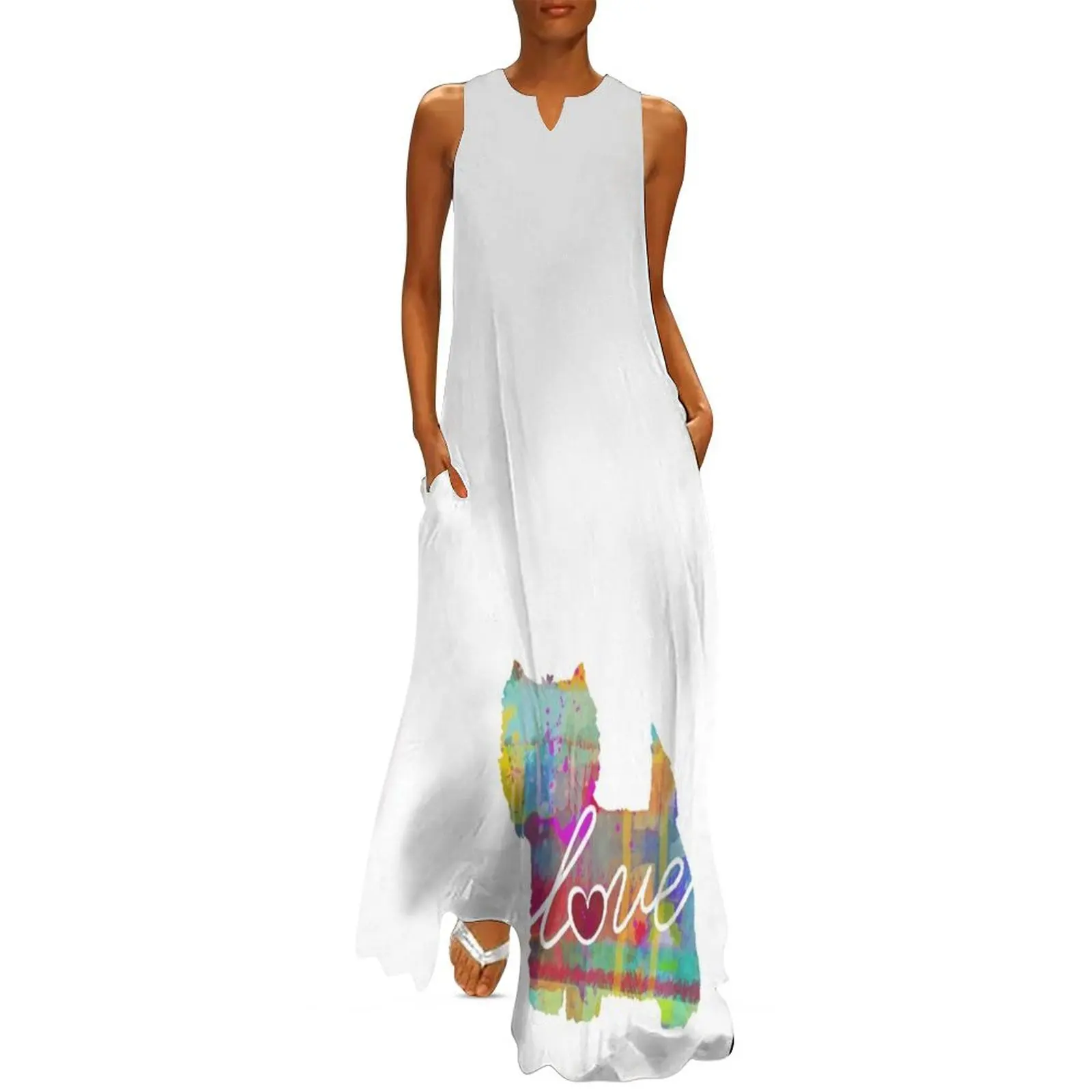 

West Highland Terrier Love - A Bright and Colorful Watercolor Style Gift Long Dress african dresses for woman Dress