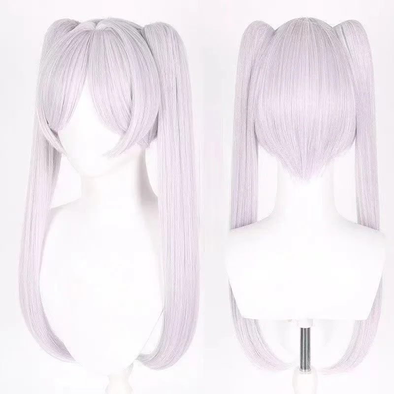 Anime Frieren Beyond Journey's End Frieren Cos Wig Silver White Long Double Ponytail Synthetic Hair Halloween Party Cosplay Wigs