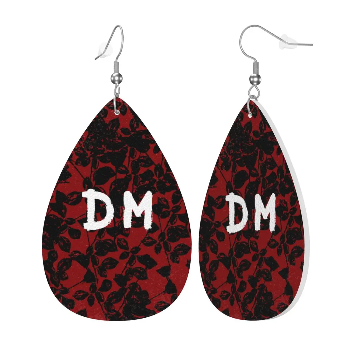 Custom DeMo Violator Texture Leather Earrings for Women Depeche Cool Mode DM Teardrop Dangle Earrings Jewelry Accessories