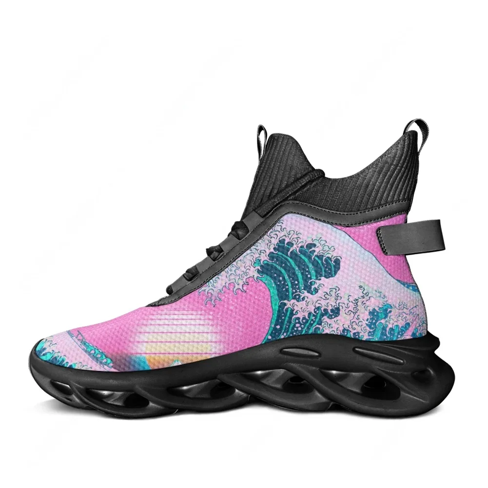 

Кроссовки The Great Wave off Kanagawa High Top Flats для мужчин и женщин, спортивная обувь для бега, кроссовки на шнуровке, сетчатая обувь, обувь на заказ