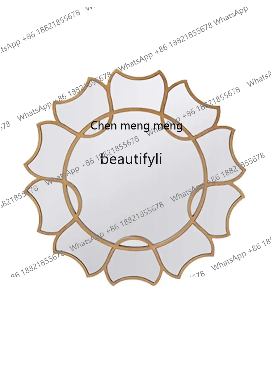 New arrive European decorative round  sub-wall led mirror restaurant background wall art  creative entrance fireplace wall mirro