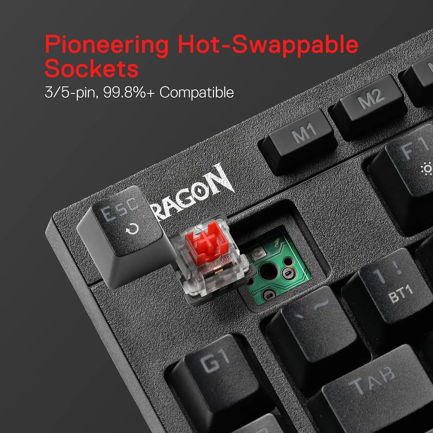 Imagem -05 - Redragon K596 Pro Rgb 5.0 bt 2.4 Ghz com Fio Três Modos Hot-swappable 87 Teclas Tkl Descanso de Pulso Teclado Mecânico para Jogos