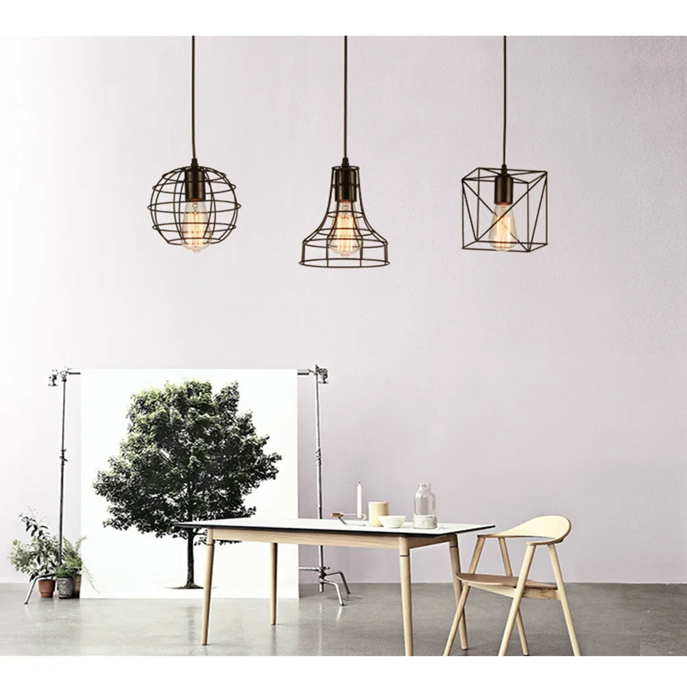 

Simple Style Country Retro Industrial Small Iron Cage Pendant Lamp Single Head Wrought Iron Chandelier No Bulb Included Home Bar