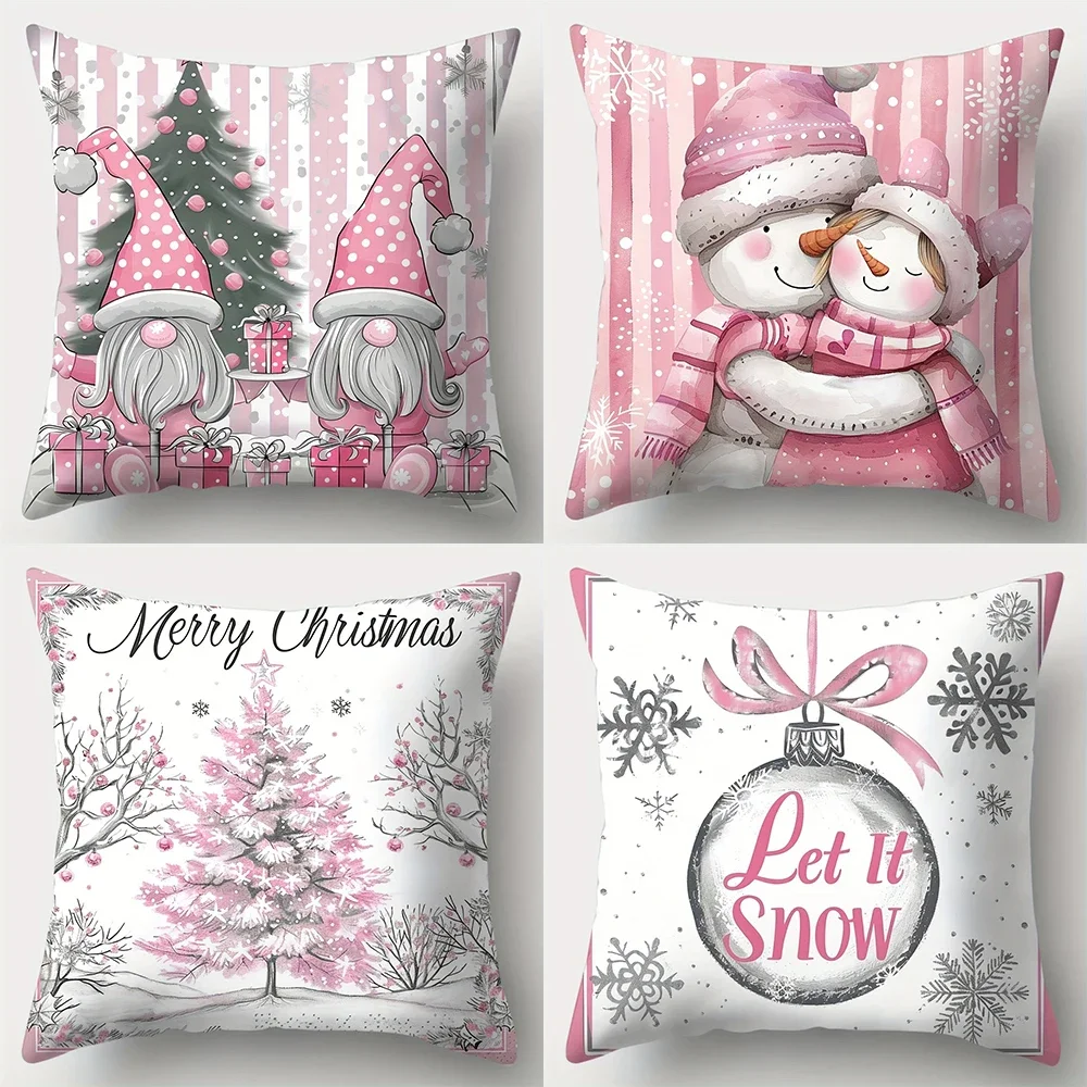 

Christmas decoration pillow cover Christmas dwarf snowman pattern living room sofa cushion cover bedroom room home decoration