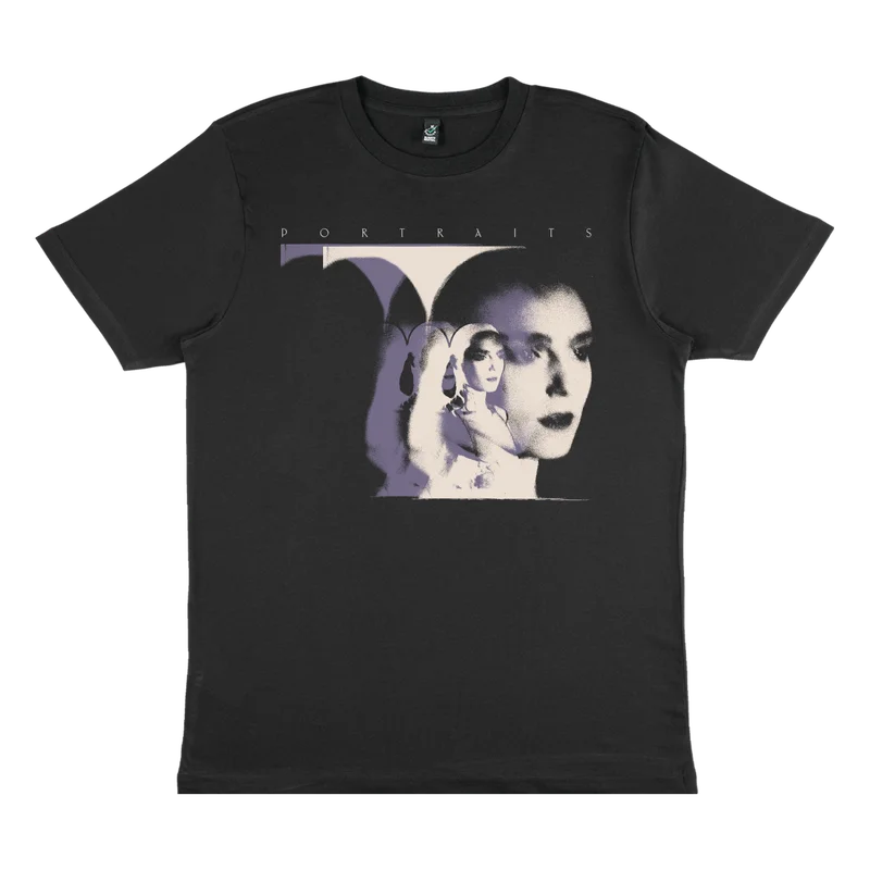 Harajuku moda Top retratos Duotone foto camiseta negra cuello redondo algodón suelta Casual gráfico deportivo ropa de calle Unisex