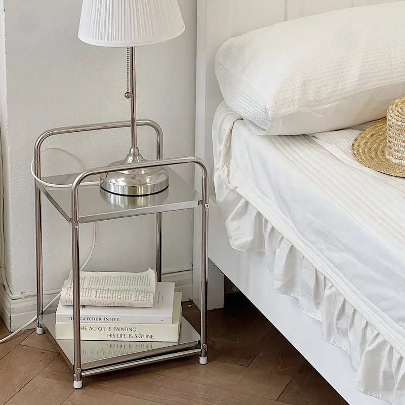 Modern Minimalist Wooden Nightstand with 2 Drawers Space Saving Bedside Table for Bedroom Living Room