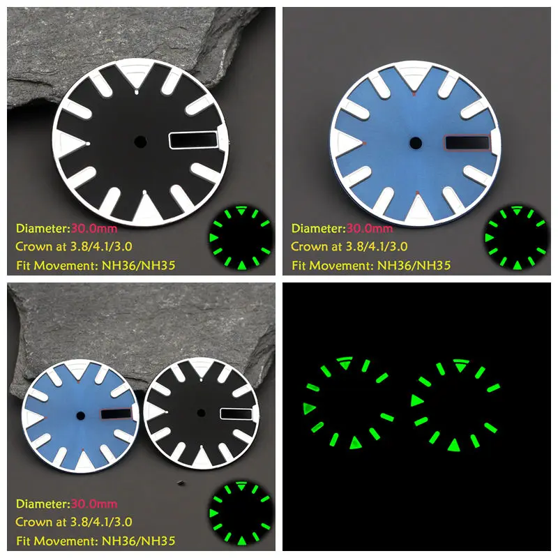 

28.5mm Watch Dial With C3 Green luminous For NH36 Movement Fit SKX007 6105 SKX009 SRPD Tuna Monster Turtle Men Watch Parts