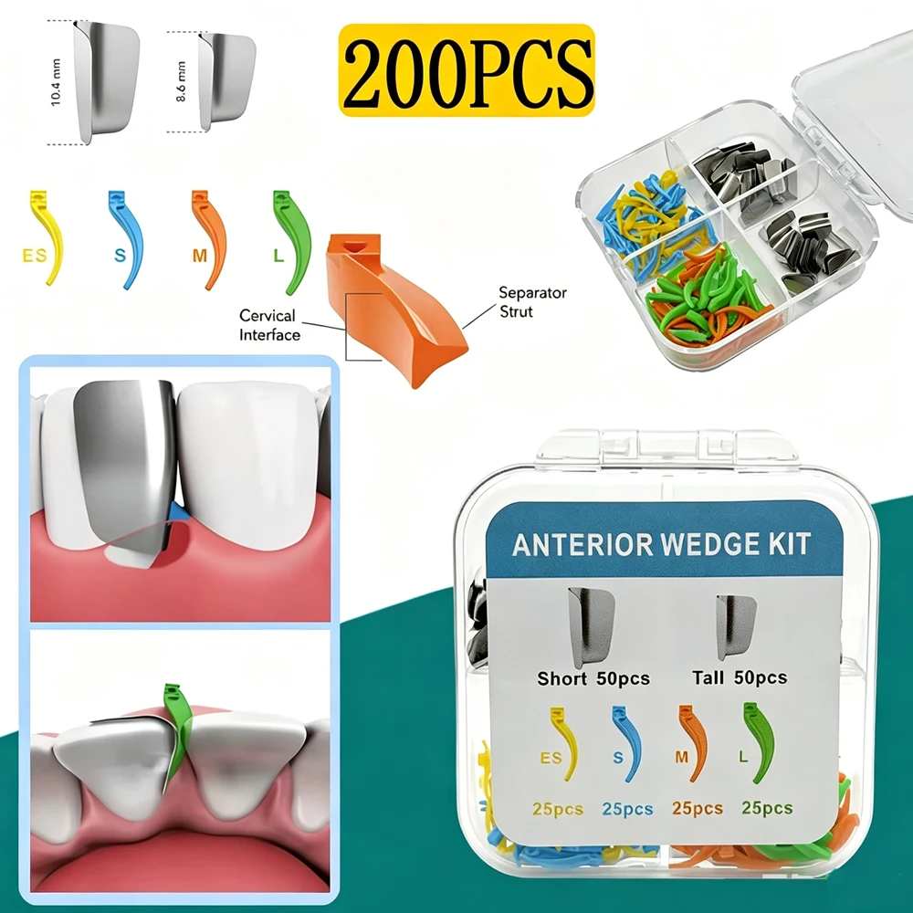 

200Pcs Dental Matrix Bands and Wedges Kit for Anterior Composite Restorations Cavity Preparation and Tooth Isolation