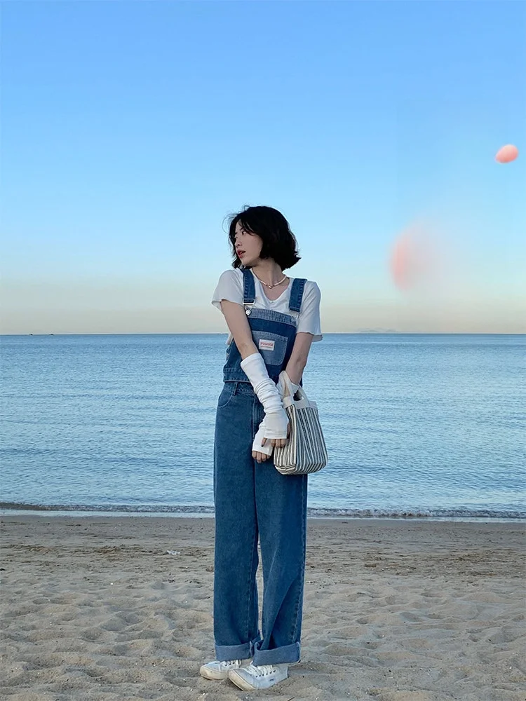 

Джинсы женские с высокой талией, прямые, из смесового хлопка, для путешествий и повседневной носки, весна-лето, модные, PtonUmi Coastal Road Trip