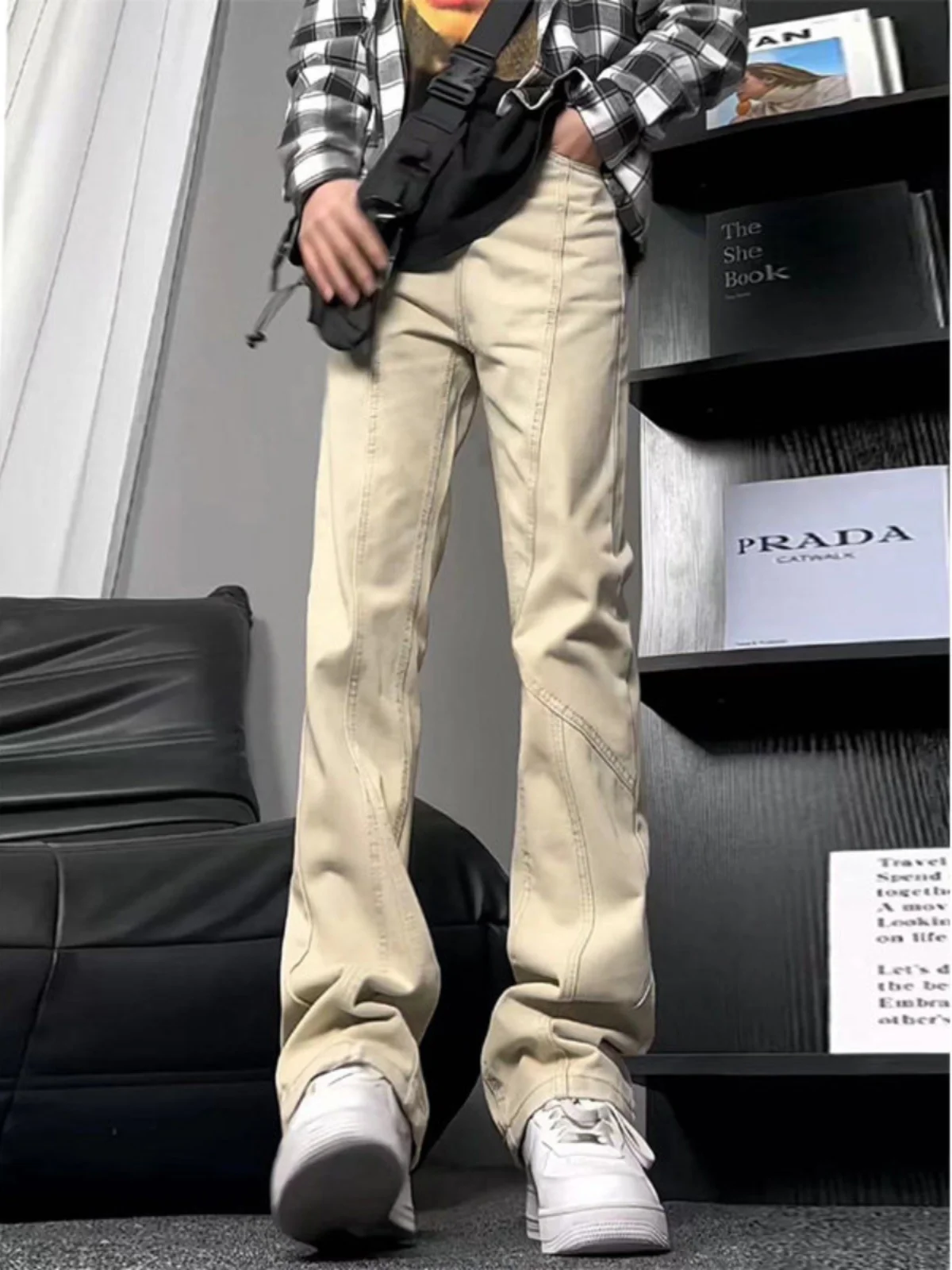 

Мужские джинсы желтого грязевого цвета, дизайн Sensation, американские сращивания, прямые ноги, чистая посадка, длинная узкая версия, для похудения, микро-фла...