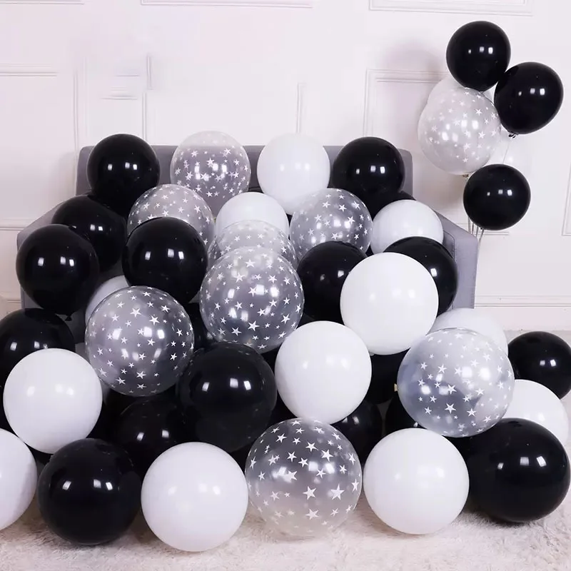 30pcs Silver Black Confetti Latex Balloons Happy Birthday Party Decorations Adult Kids Boy Girl Baby Shower Wedding Supplies